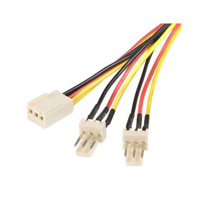 Astrotek 20cm 2x3pin to 3pin Fan Power Cable Black Sleeved