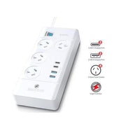 Astrotek 4 Way Powerboard 4 Outlets 2 USB-A 2 USB-C 10A 240V Individually
