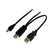 Astrotek USB 2.0 Y Splitter Cable Type A to Mini B 5 Pins 1m Black