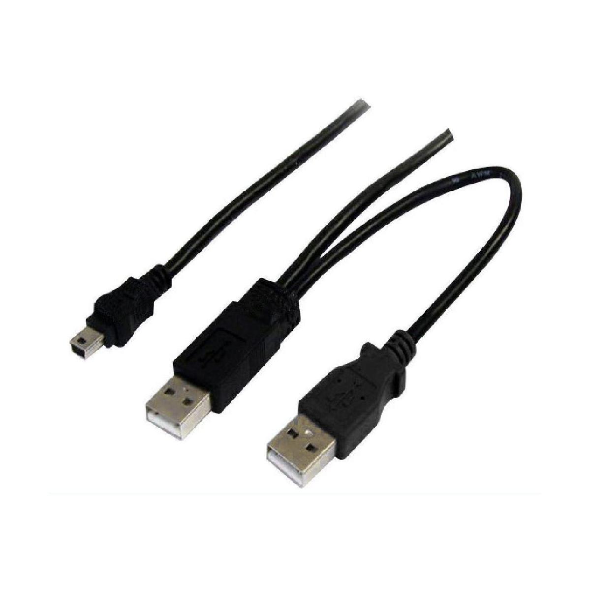 Astrotek USB 2.0 Y Splitter Cable Type A to Mini B 5 Pins 1m Black