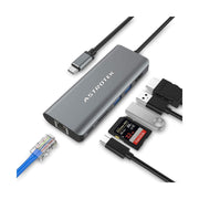 Astrotek USB-C Dock 6-in-1 60W 1xHDMI 4K GLAN 2xUSB3.0 Card Reader Hub/Docking Station