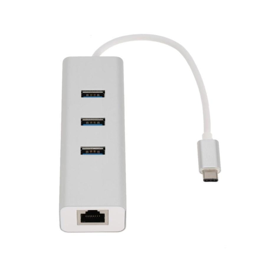Astrotek USB-C to LAN + 3 Ports USB3.0 Hub Gigabit RJ45 Ethernet Network Adap...