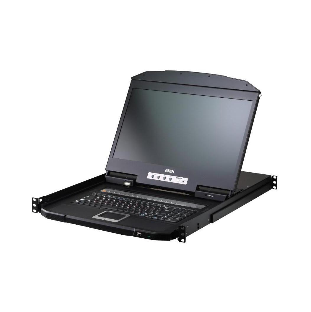 ATEN 16-Port USB HDMI Single Rail LCD KVM over IP Switch 1U short-depth 18.5"...