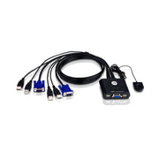 Aten Compact KVM Switch 2 Port Single Display VGA Remote Port Selector USB Ho...