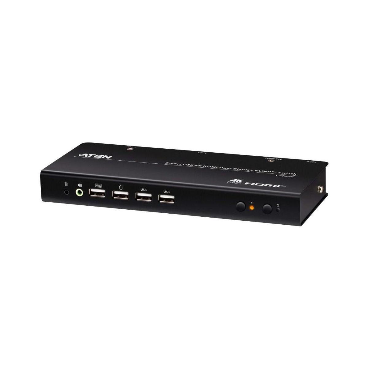 Aten Desktop 2-Port USB 4K HDMI Dual-Display KVMP Switch Cables Included