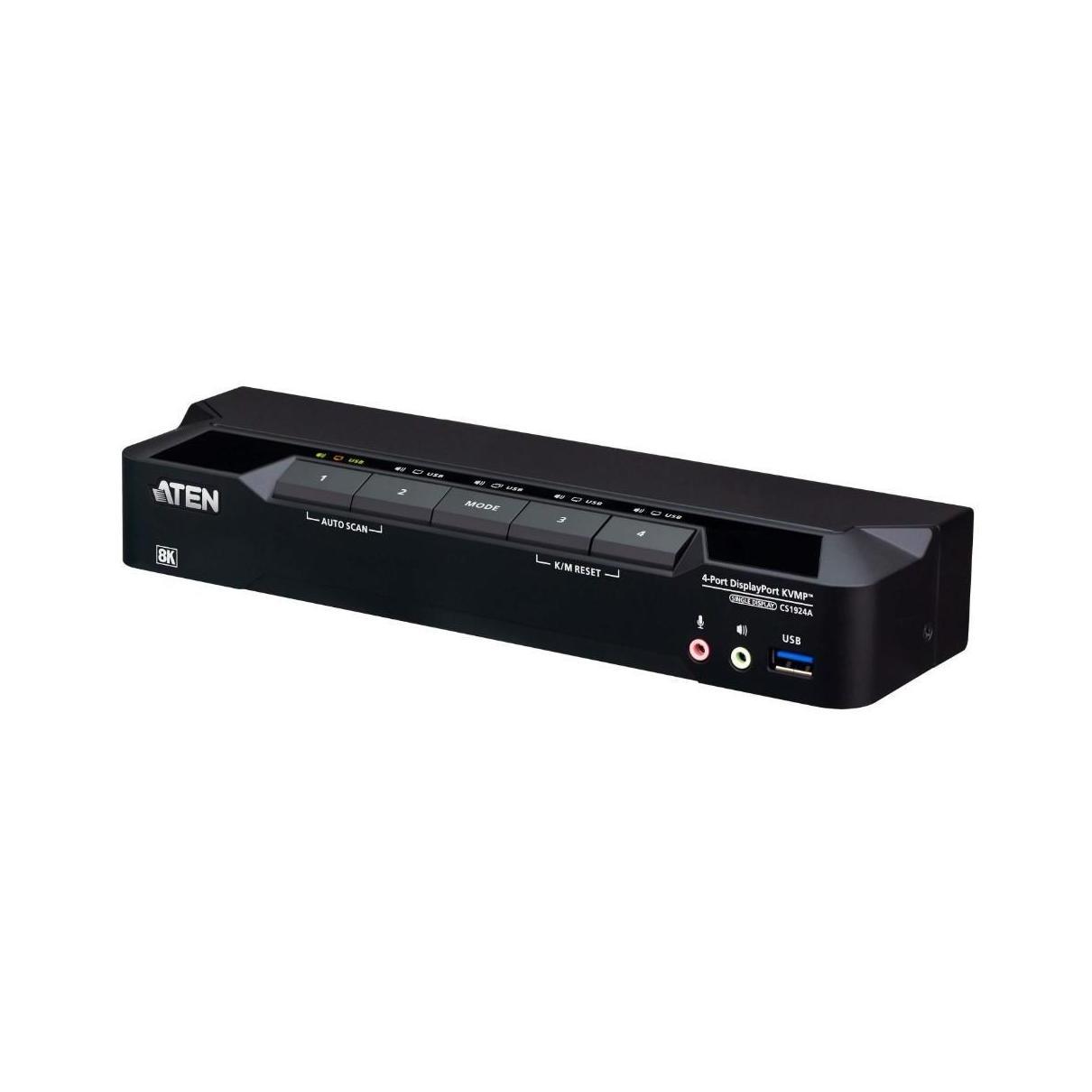 Aten Desktop 4-Port USB 3.0 8K DisplayPort KVMP Switch Cables Included