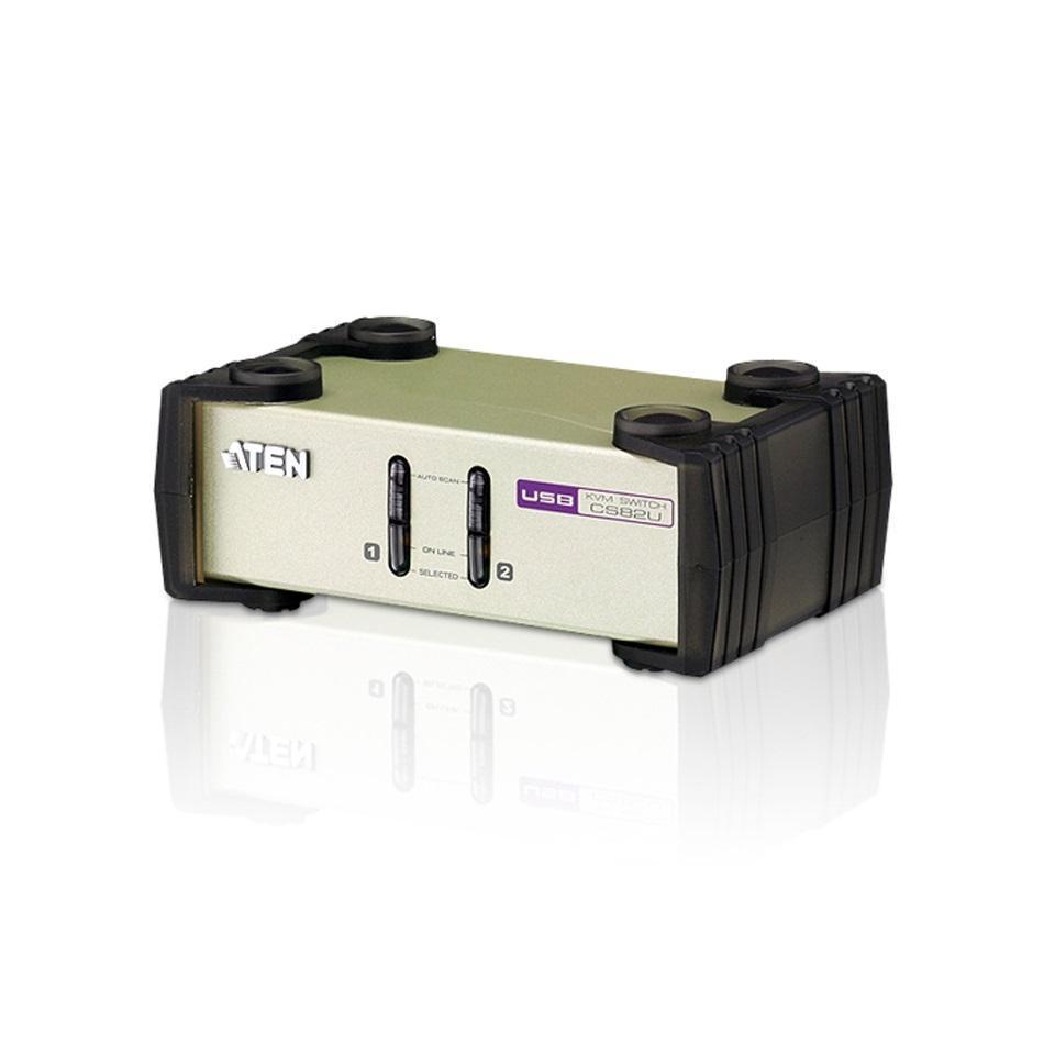 Aten Desktop KVM Switch 2 Port Single Display VGA Both USB PS/2 Options Custo...