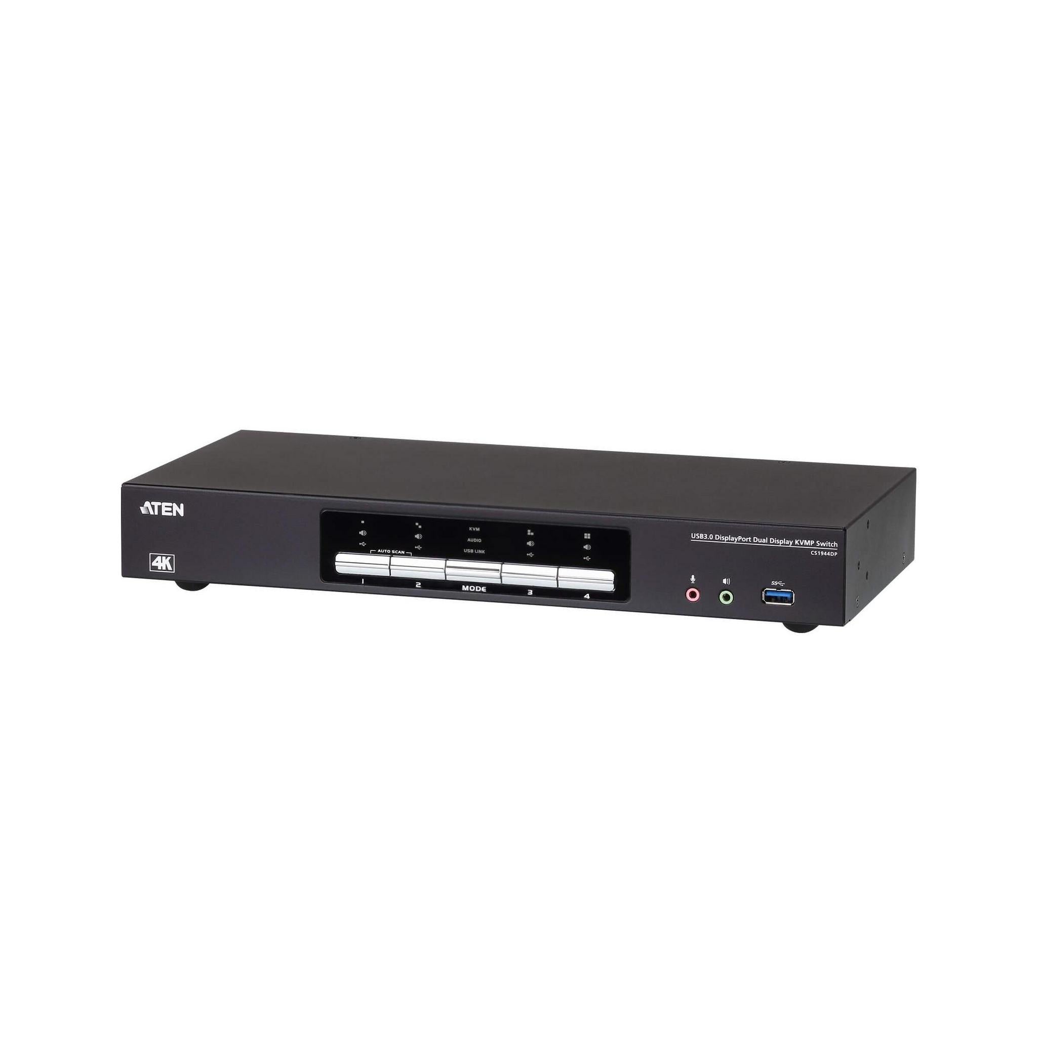 Aten Desktop KVMP Switch 4 Port Dual Display 4k DisplayPort w/ audio Cables I...