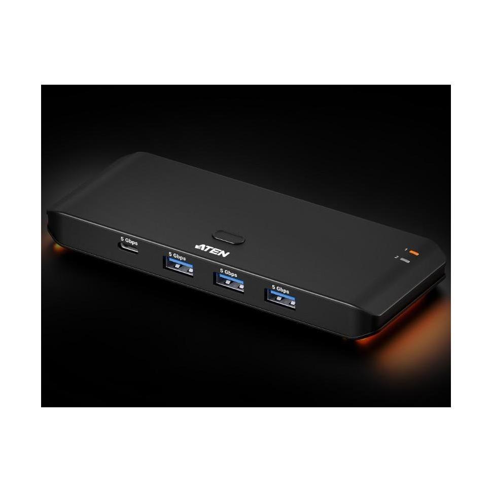 Aten Essential 2x4 USB 3.2 Gen 1 Sharing Switch (Host Type: A+C) USB Type-C h...