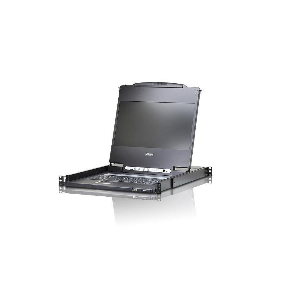 Aten Rackmount Single Rail 17.3" LCD Console VGA HDMI DVI LCD Display