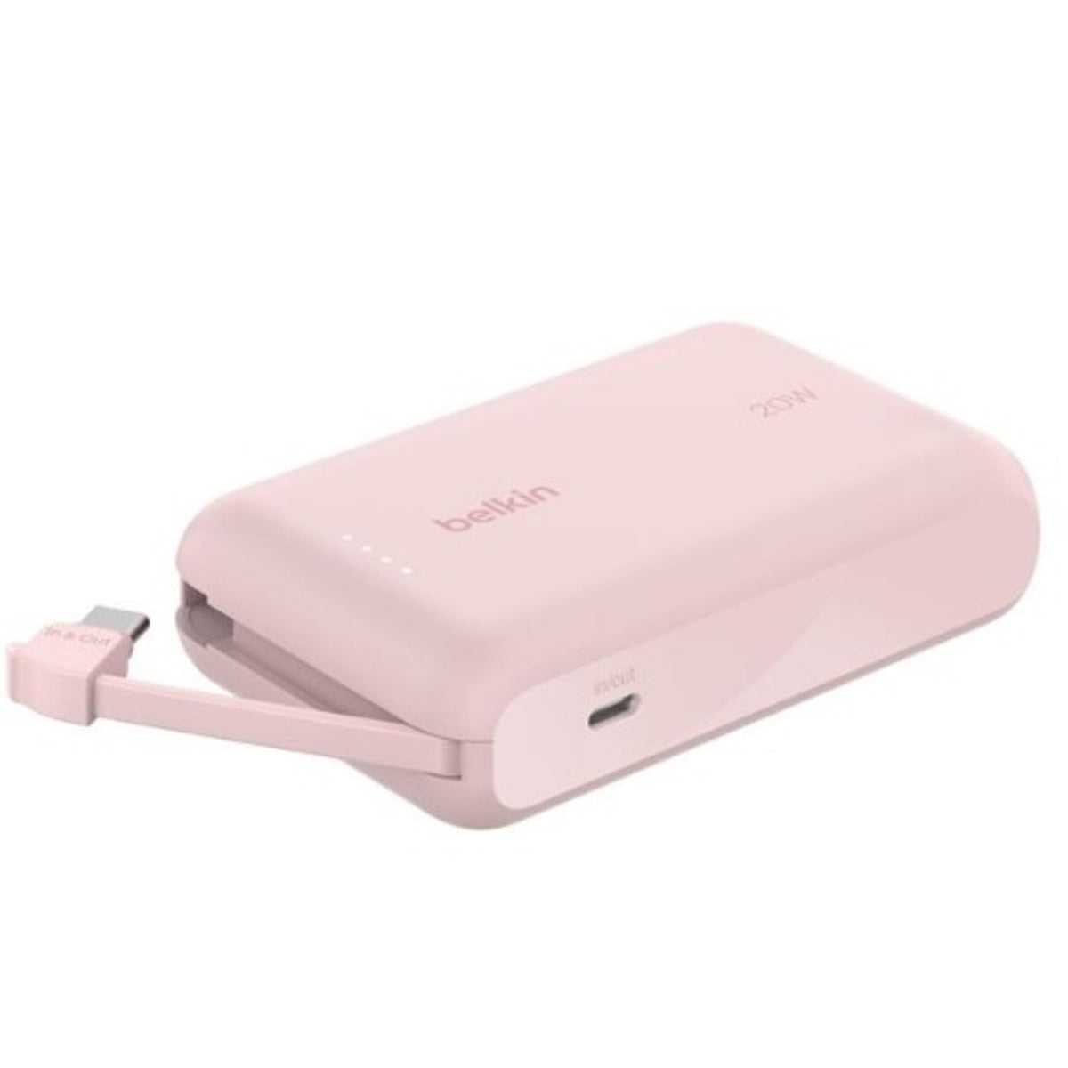 Belkin BoostCharge 10K Power Bank with Integrated Cable Pink