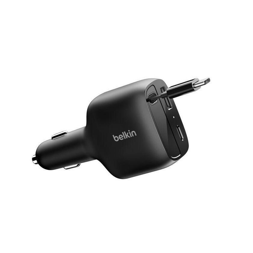 Belkin BoostCharge 75W Retractable Car Charger Black USB-A-USB-C