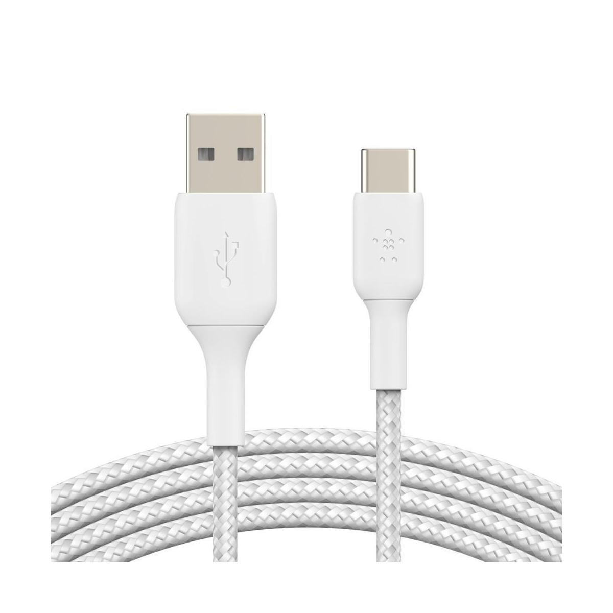 Belkin BoostCharge Braided USB-C to USB-A Cable 1M White 3A/15W 480Mbps