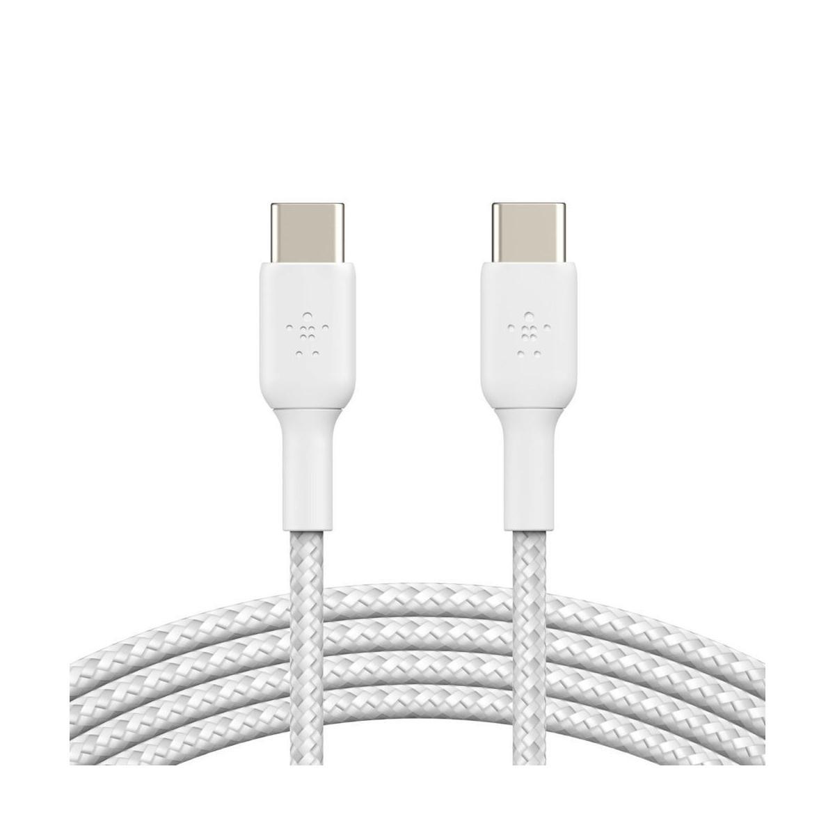 Belkin BoostCharge Braided USB-C to USB-C Cable 1M White 3A/60W 480Mbps