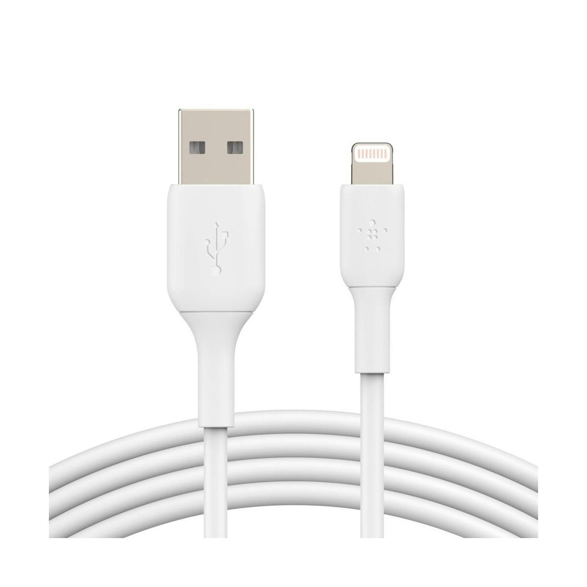 Belkin BoostCharge Lightning to USB-A Cable 1M White 2.4A 480Mbps 25K+ Bend