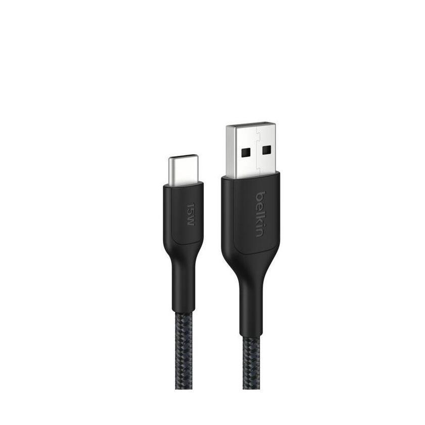 Belkin BoostCharge Pro Braided USB-C to USB-A Cable 1M Black 3A/15W 480Mbps