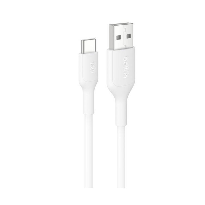 Belkin BoostCharge USB-C to USB-A Cable 2M White 3A 15W 480Mbps 300K+ Bends