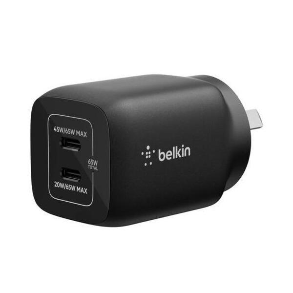 Belkin Gaming Dual USB-C 65W Wall Charger Black