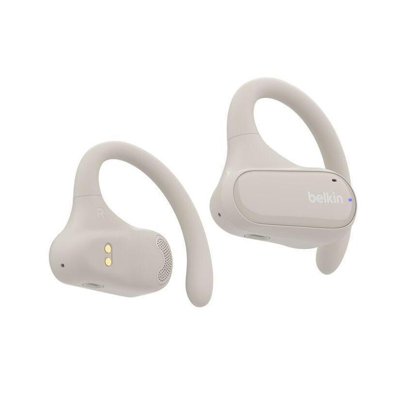 Belkin SoundForm ClearFit Open-Ear Wireless Earbuds White 26h Battery 14.2mm Drivers BT 5.3 IPX5