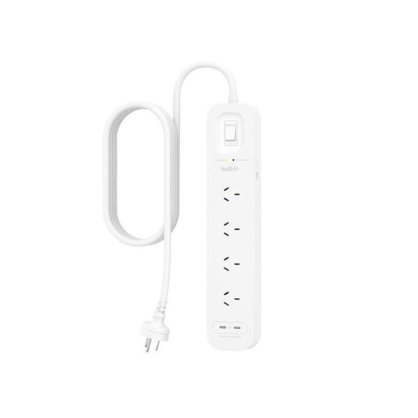 Belkin SurgePlus 4-Outlet Surge Protector With 2x USB -C Port(30W) (SRB005AU2...