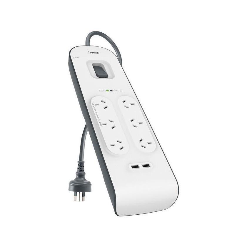 Belkin SurgePlus 6-Outlet Surge Protector With 2x USB Port 2.4 Amp (BSV604au2...