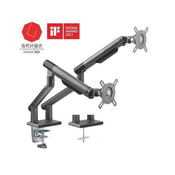Brateck Dual Monitor Premium Slim Aluminum Spring Arm 17-32" 9KG VESA 75x75/100x100 Grey