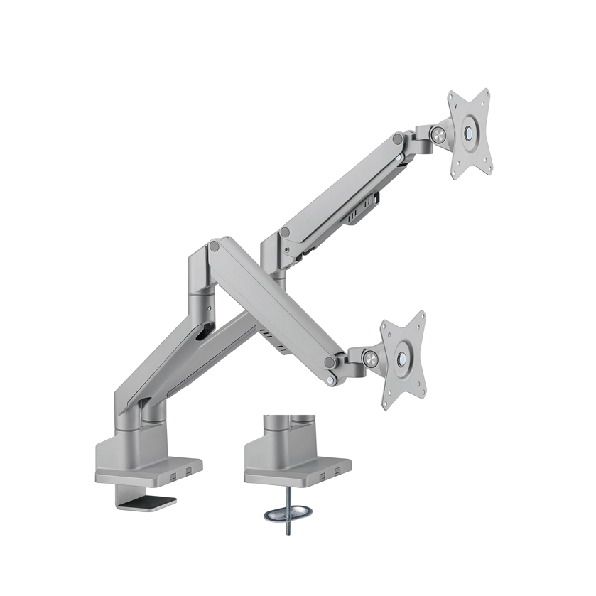 Brateck Dual Monitor Thin Gas Spring Arm 17-32" 9KG VESA 75x75/100x100 Silver