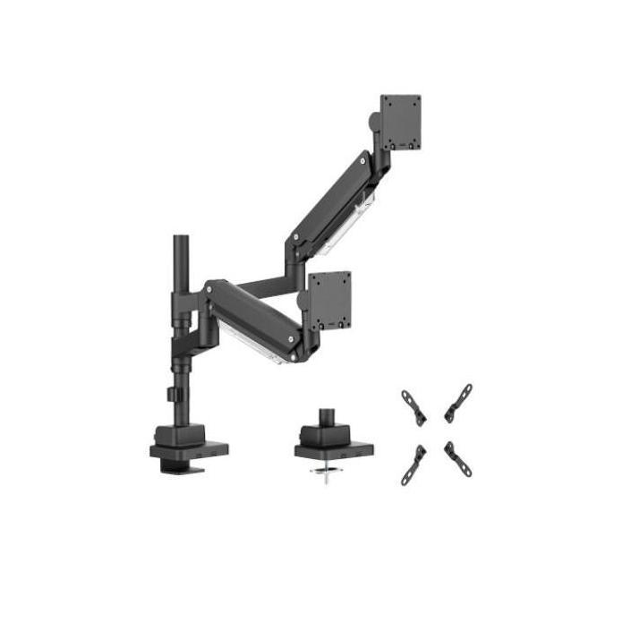Brateck LDT80-C024P Super Heavy-Duty Pole-Mounted Gas Spring Dual Monitor Arm 24-57 Matte Black