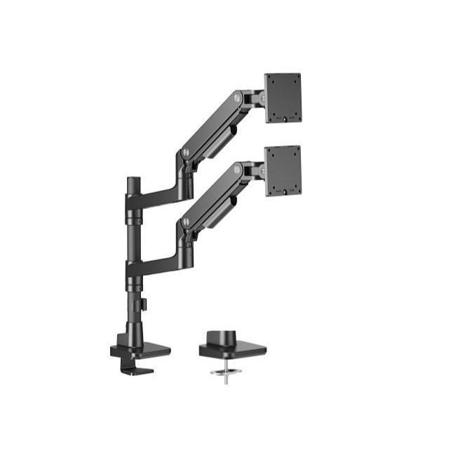 Brateck LDT81-C024P-B Pole-Mounted Heavy-Duty Gas Spring Dual Monitor Arm 17-49" Black