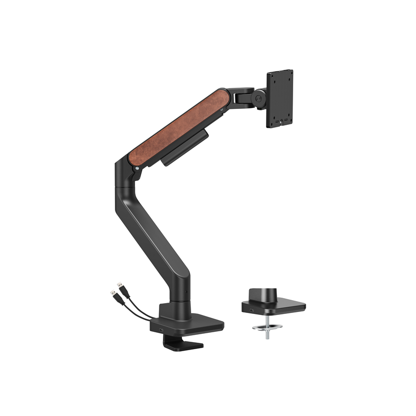 Brateck LDT81N-C012UC Fusion Heavy-Duty Gas Spring Monitor Arm USB-A/USB-C Ports 17-49 Black