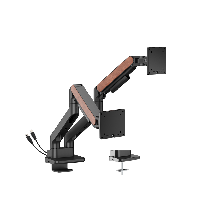 Brateck LDT81N-C024UC Fusion Heavy-Duty Gas Spring Dual Monitor Arm with USB-...