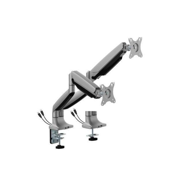 Brateck LDT82-C024UC Dual Monitor Arm 17-35" USB Ports Matte Silver