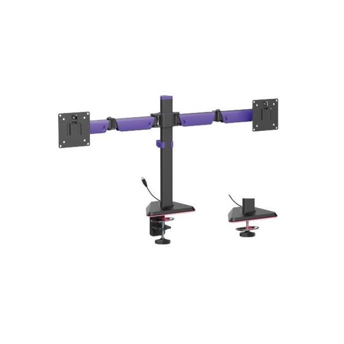 Brateck LDT89-C024L 17-32" Matte Black Articulating RGB Gaming Dual Monitor Arm