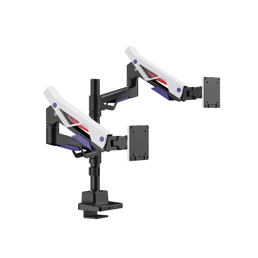 Brateck LDT95-C024UCP Atlas Neo Gaming Dual Monitor Arm USB-A USB-C Ports 24-57" Matte Black