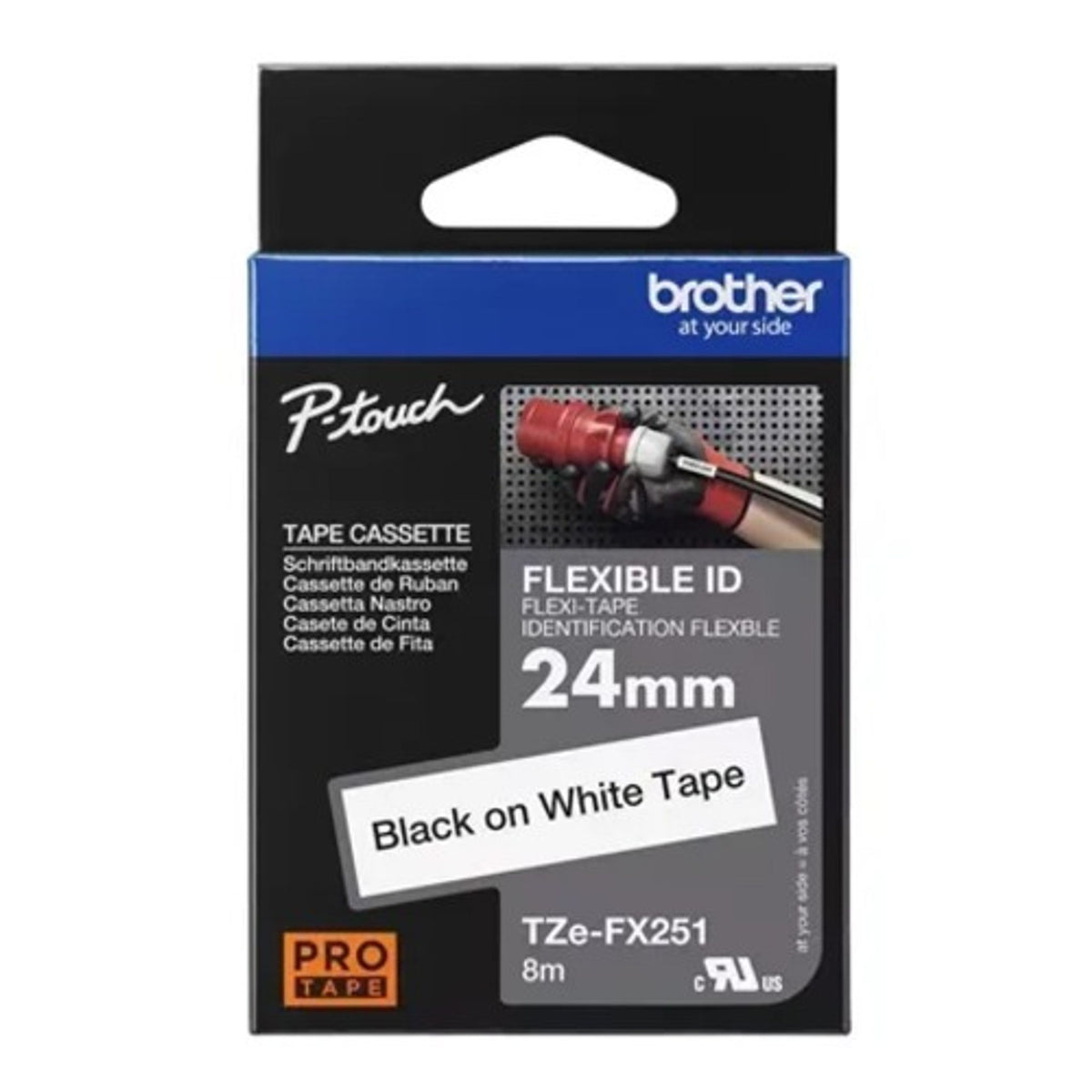Brother 24mm Black on White Flexible TZE Tape