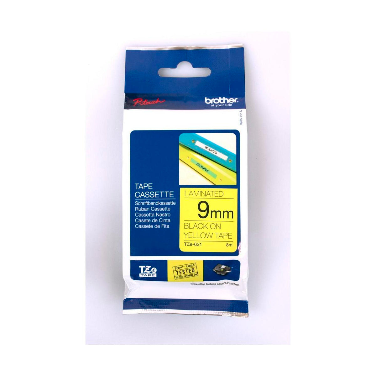 Brother TZE-621 9mm Black on Yellow Laminated Tape