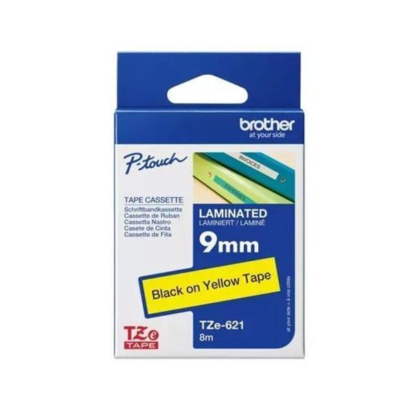 Brother TZE-FX621 9mm Black on Yellow Flexible TZe Tape