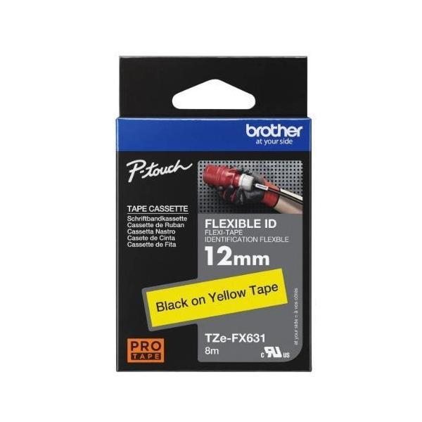 Brother TZE-FX631 12mm Black on Yellow Flexible TZE Tape