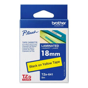 Brother TZE-FX641 18mm Black on Yellow Flexible TZe Tape