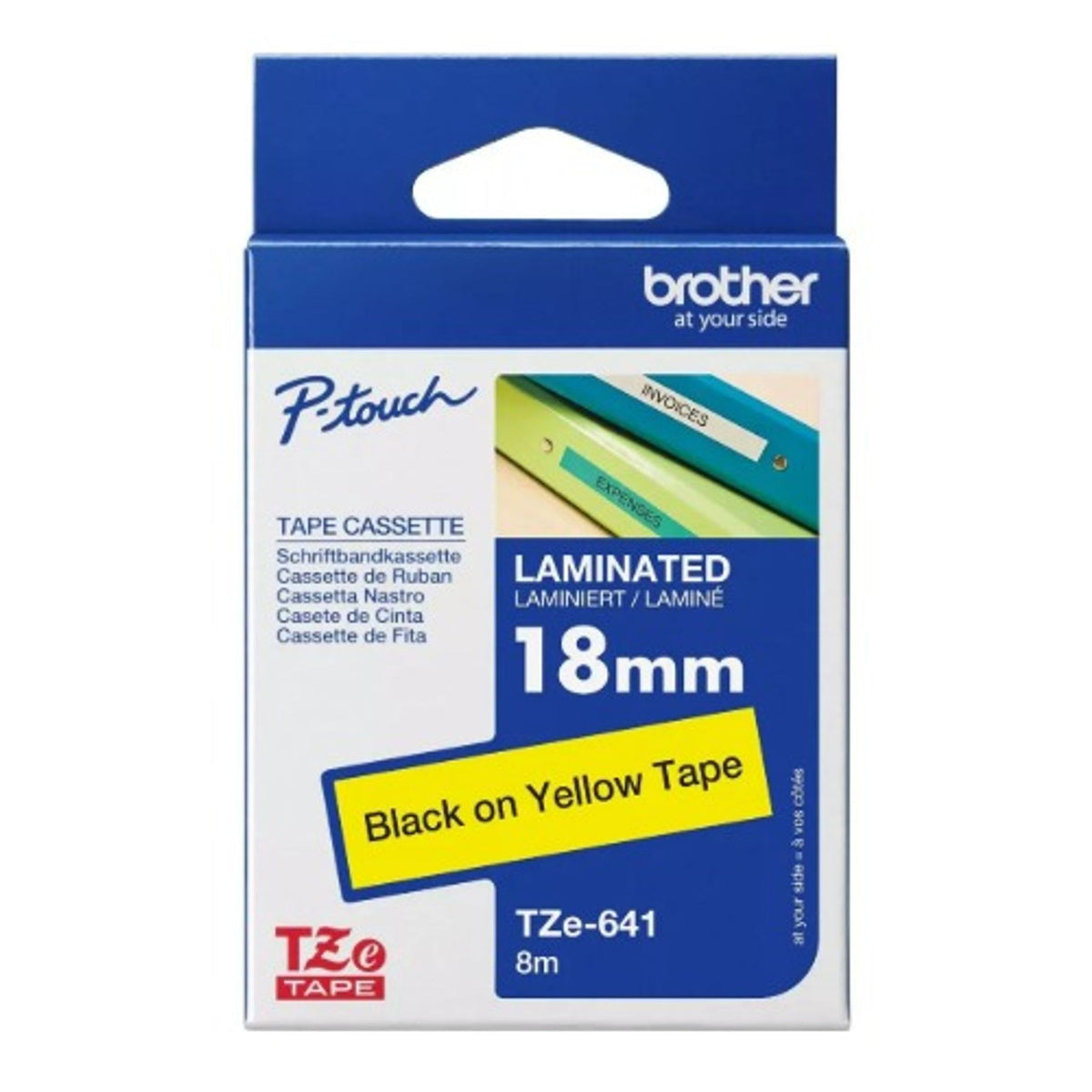 Brother TZE-FX641 18mm Black on Yellow Flexible TZe Tape