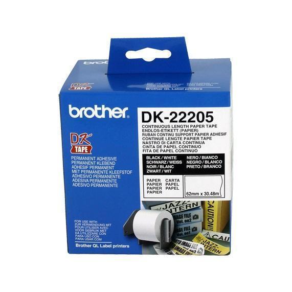 Brother White Continuous Paper Roll 62mm x 30.48m