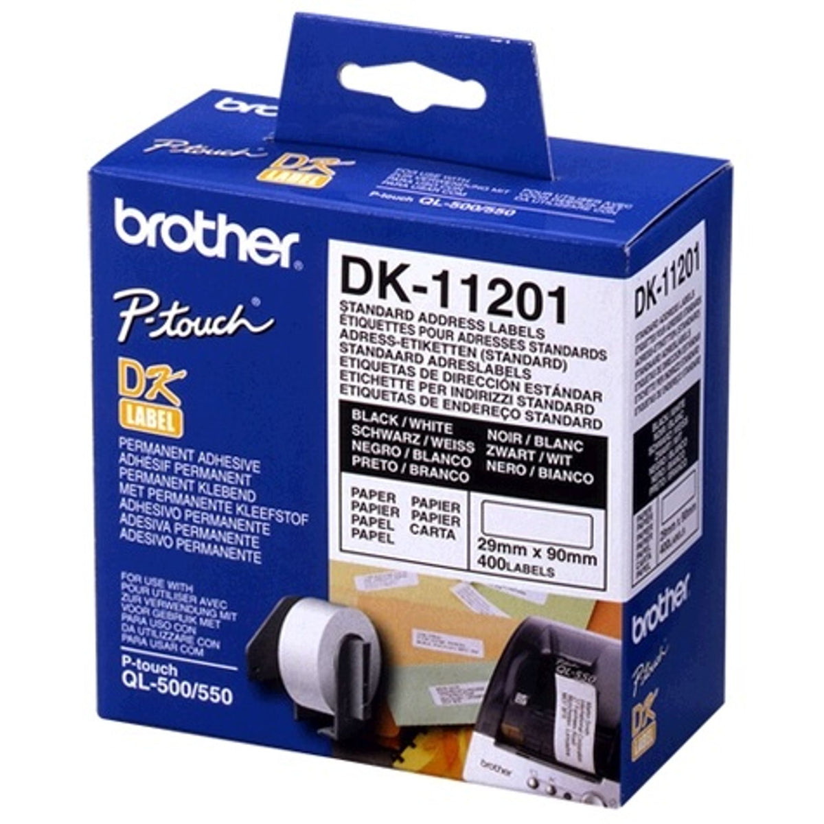 Brother White Standard Address Labels 29mm x 90mm 400 per Roll