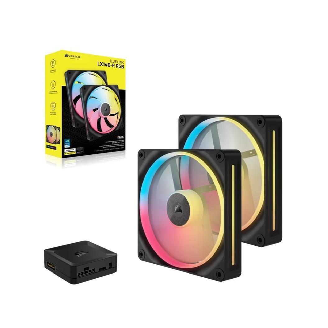 Corsair iCUE LINK LX140-R RGB 140mm PWM Reverse Fans Dual Pack Black