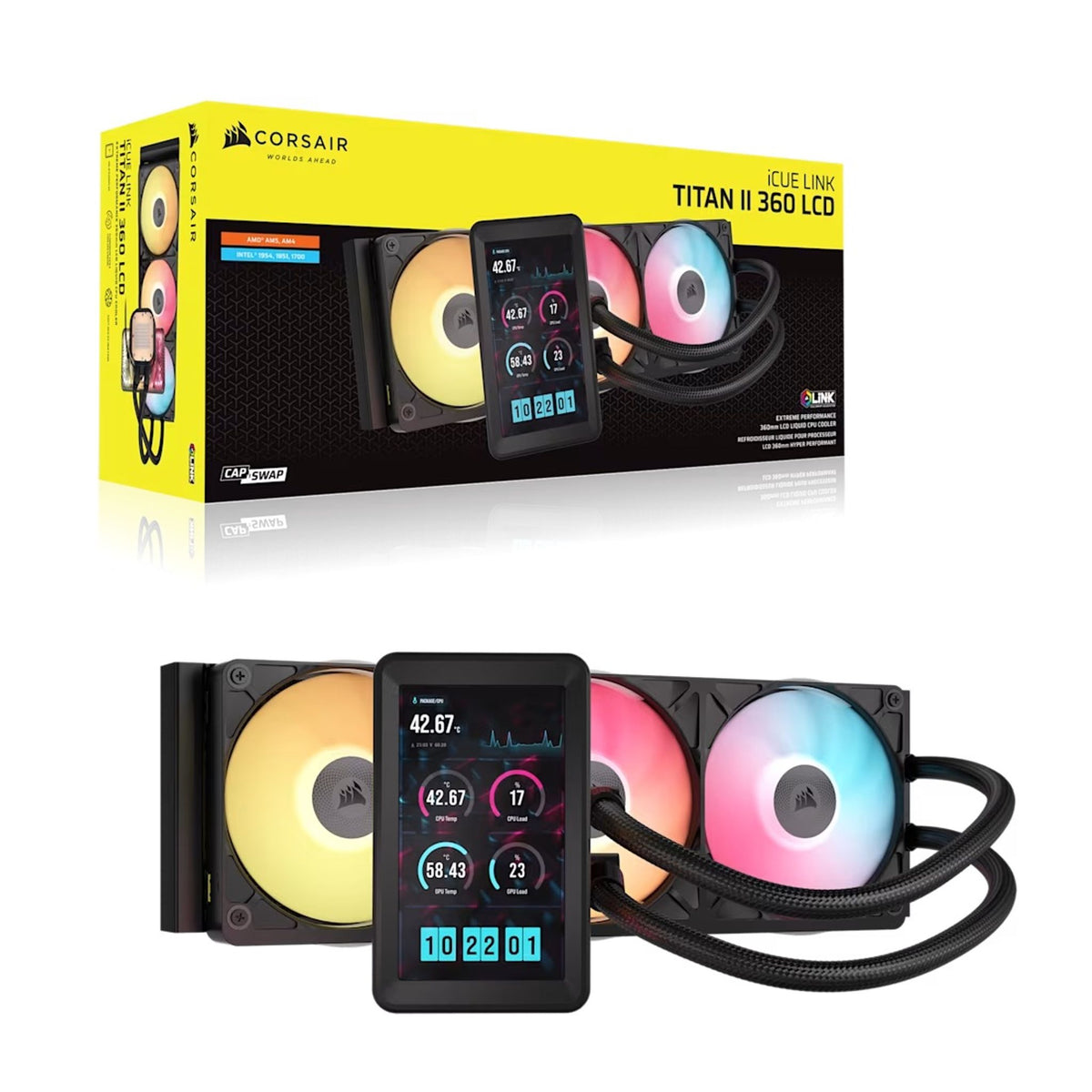 Corsair iCUE LINK TITAN II 360 RX LCD AIO Liquid CPU Cooler Black RGB