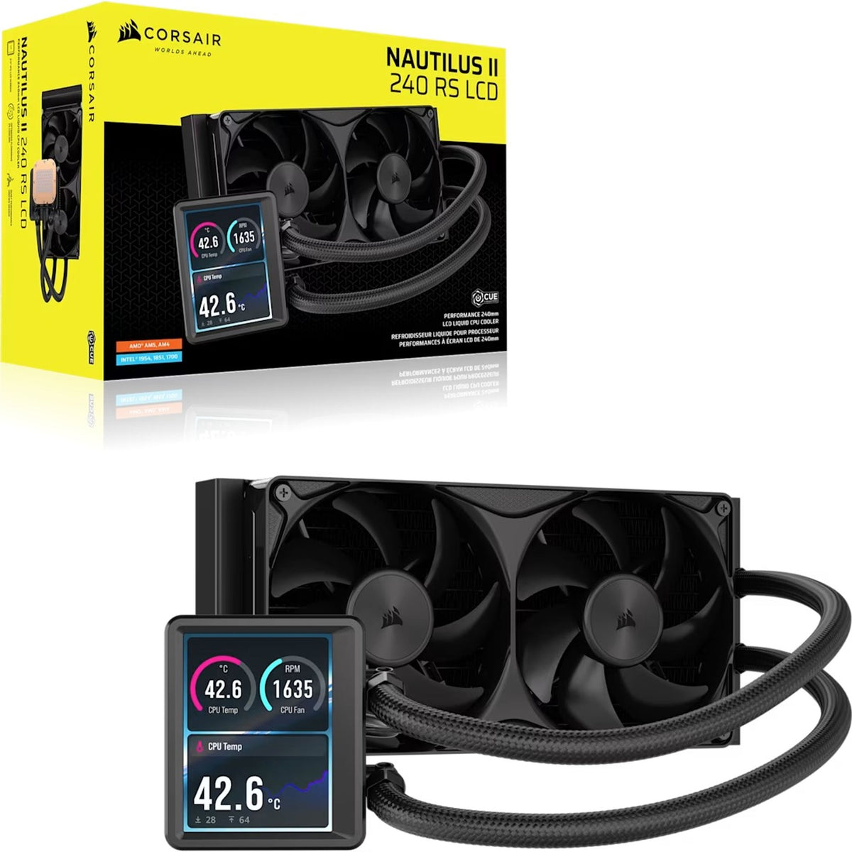 Corsair NAUTILUS II 240 RS LCD Liquid CPU Cooler Black 240mm 3.5" LCD