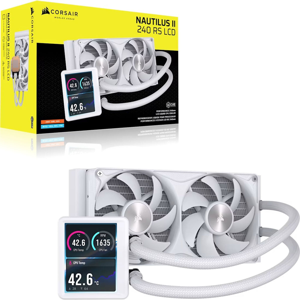 Corsair NAUTILUS II 240 RS LCD Liquid CPU Cooler White 240mm FlowDrive 2S