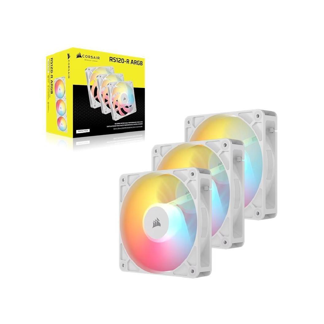 Corsair RS120-R ARGB 120mm PWM Reverse Fans Triple Pack White