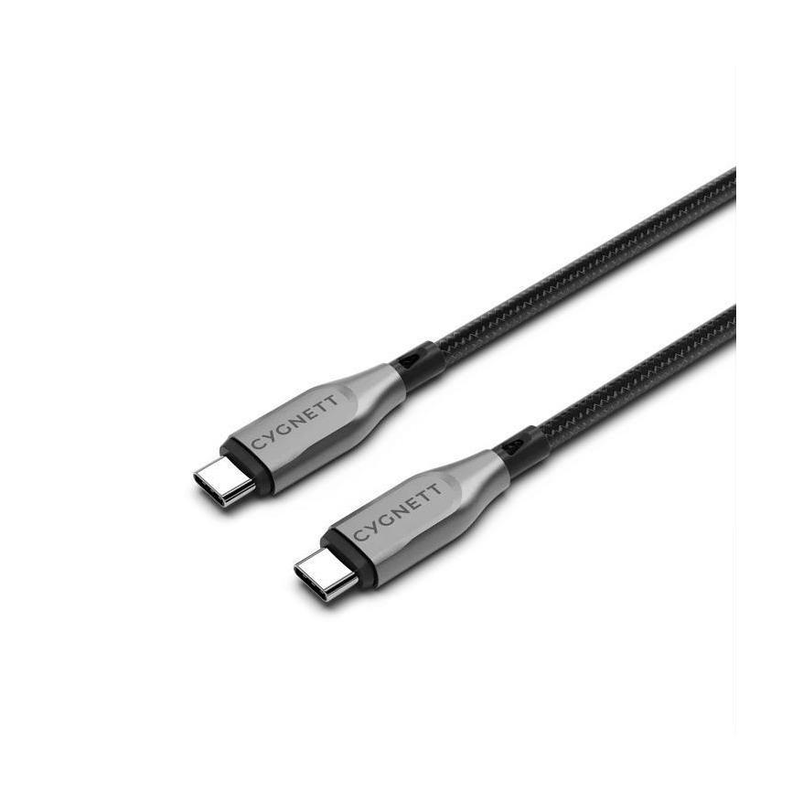 Cygnett Armoured Braided USB-C to USB-C Cable 1M Black 5A/100W 480Mbps
