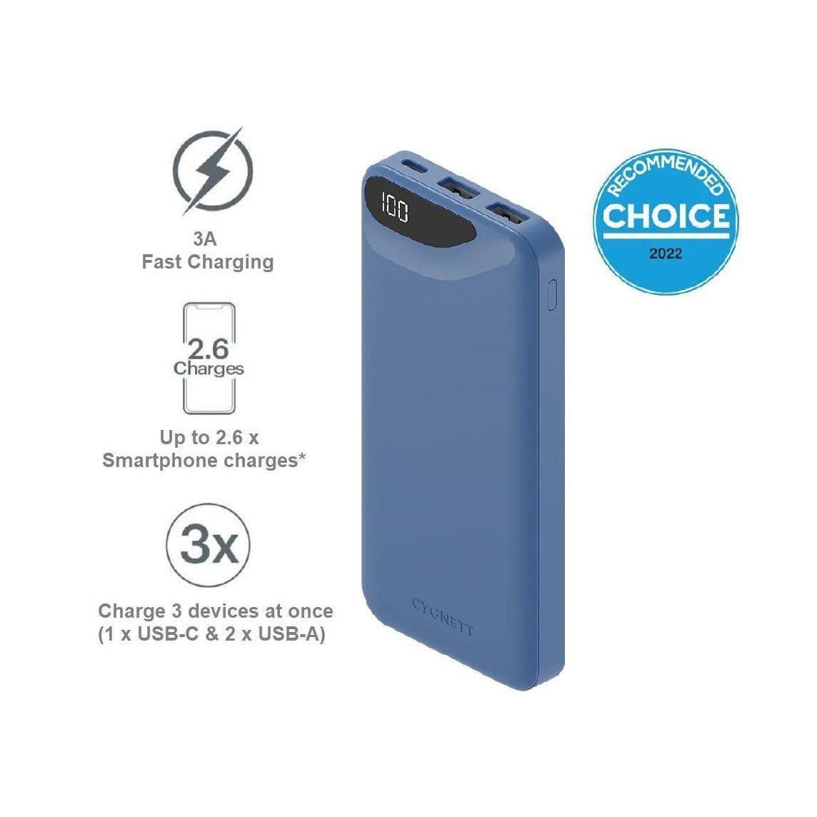 Cygnett ChargeUp Boost 3rd Gen 10K mAh Power Bank Blue