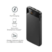 Cygnett ChargeUp Boost 4th Gen 10K mAh Power Bank-Black(CY4747PBCHE)Triple Po...